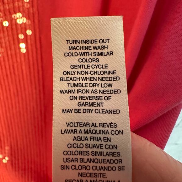 Chico’s women’s T-shirt sequin front pink dressed up casual feminine Normcore - Picture 5 of 8